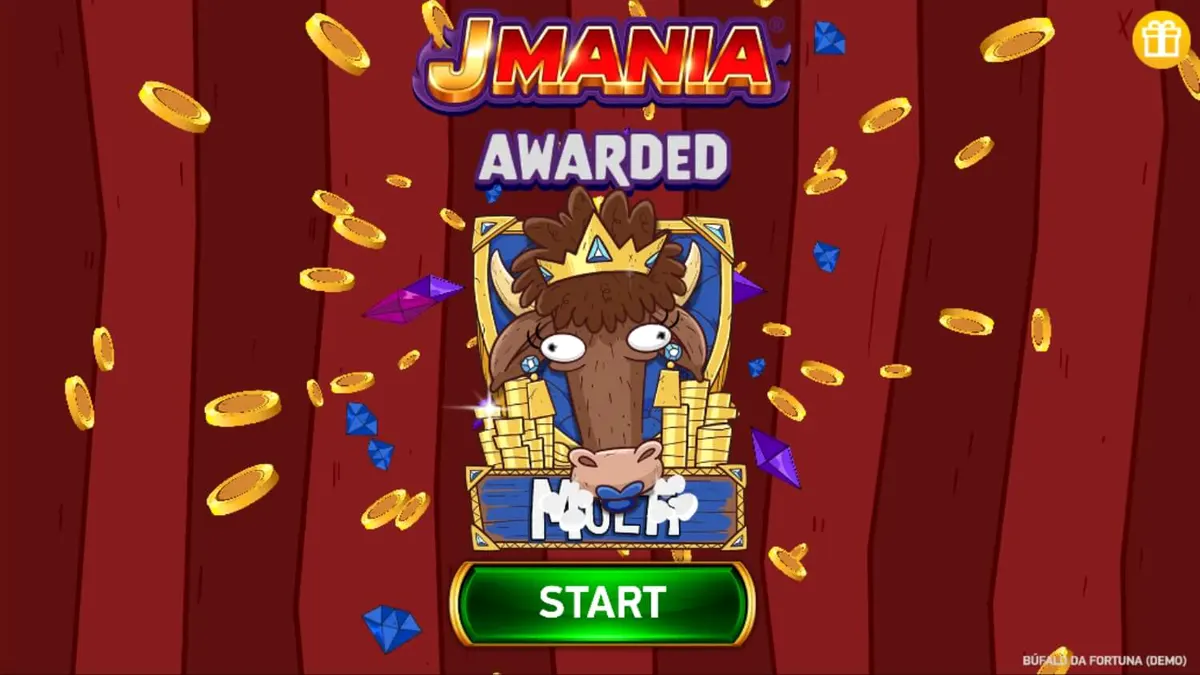 Tampilan visual slot Buffalo da Fortuna dengan latar belakang padang rumput Amerika dan simbol-simbol emas.